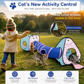 Rypet Cat Toy Tunnel and Cubes Bundle - Interactive Crinkle Collapsible Cat Tube and Foldable Cubes Playground for Kitty, Rabbit, Puppy, Ferret Hiding Hunting and Resting