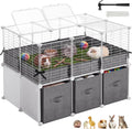 SONGMICS Guinea Pig Cage, 2-Tier with 3 Storage Boxes