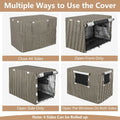 Beige Black Stripes Dog Crate Cover 48in Pet Kennel Cover