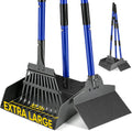 Pooper Scooper for Dogs Heavy Metal Duty Long Handle Rake, Spade & XL Tray