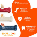 Nylabone Original Bone Power Chew Toy Value Pack for Dogs, Durable Dog Toys for Aggressive Chewers, Long Lasting Chicken, Bacon, and Peanut Butter Flavor, Small Dogs - Up to 25 Ibs, 3 Pack