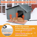 Mewtogo Weatherproof Outdoor Heated Cat House with Thermostatic Heating Pad