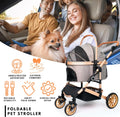 Bicystar Pet Stroller for Medium Dogs, Smooth-Ride Dog Stroller with Detachable Carrier, Rubber Wheels, Car Seat Combo 3-in-1, Up to 50 lbs, for Senior Dogs & Cats, Grey