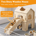 XiaZ Guinea Pig Hideout, Large Wooden Guinea Pig Castle with Stair, Detachable Double-Decker Small Animal House, Habitat