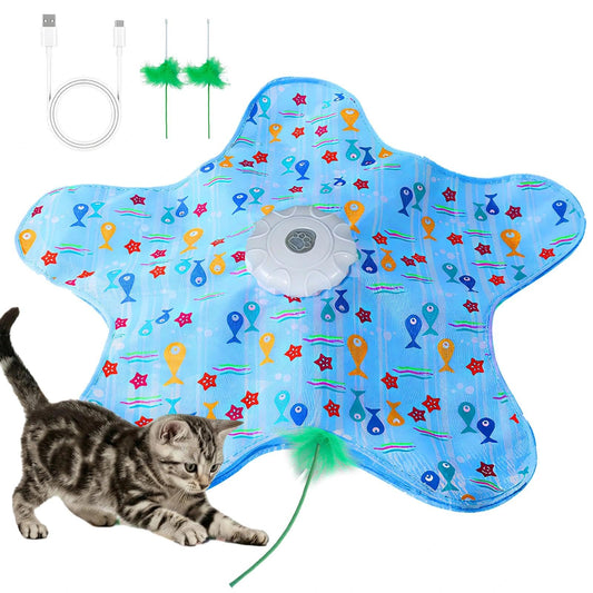 Cat Toy, Interactive Cat Toy, Cat Toys Interactive, Rechargeable Hide And Seek Automatic Kitten Toy With 2 Replaceable Wands, 3 Modes, 10-Min Auto-Sleep & Realistic Mouse Sounds For Indoor Cats