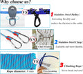 Dog Tie Out Cable for Camping, Dog Trolley System and 4ft Bungee Leash for Dogs Up to 400lbs, Suitable for Camping, Yard and Outdoor Events (Blue25, 50Ft)