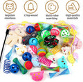 QUOZUO 30 Pcs Cat Toy Kitten Toys Set, Interactive Cat Toy Wand Cat Springs Ball Toy with Bells, Cat Toys for Bored Indoor Cats, Gift Box Styles