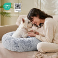 JOLLYVOGUE Small Dog Bed, Calming Soft Anti-Anxiety Donut Cat Bed, Washable Round Fluffy Cushion for Small and Medium Pets (20")