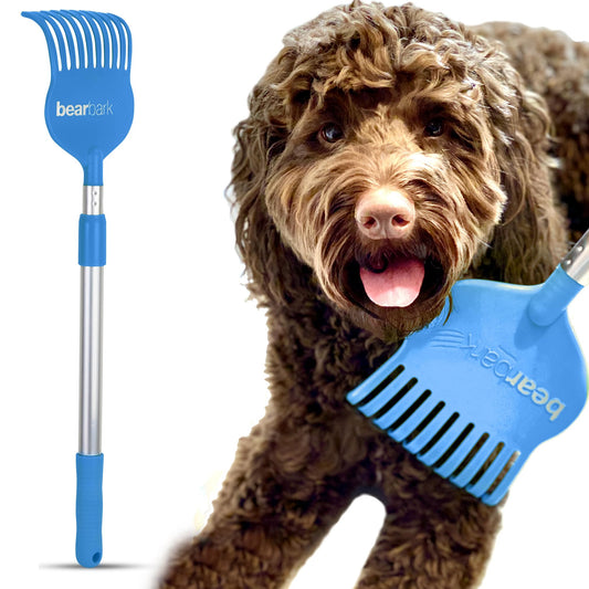 Bearbark Extendable Dog Scratcher (23"-31") - Long Reach Handle to Save Your Back - Gentle Grooming Brush for Medium & Large Dogs - Great Gift for Pet Lovers