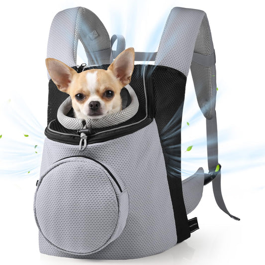 BONTHEE Pet Dog Backpack Carrier Small Pet Front Backpack,Ventilated Mesh Dog Travel Back Pack with Sturdy PE Bottom Sup