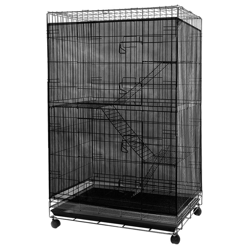 Aynaxcol Adjustable Birdcage Seed Feather Catcher Bird Cage Net Cover Soft Skirt Guard Birdcage Nylon Mesh Netting for Parrot (118 x 39.4 Inch) (Black)