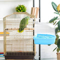 Supkiir 4Pcs Clear Bird Bath for Cage, Parakeet Bath Cage Accessories with Water Injectors, Hanging Bird Bath Box Parrot