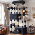 Gitelsnour Maine Coon Cat Tree, Heavy Duty Cat Tree for Indoor Cats Large Adult, Cat Tower for Large Cats 20 lbs+ with Hammock, 2 Big Perches, 2 Cat Condos, 15 Scratching Posts, Smoky Gray GCT033G