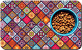 Dog Food Mats for Floors Boho Mat for Cat Food and Water Bowls