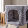 Roypet 32" Cat Tree for Indoor Cats, 2-in-1 Cat House with Sisal Scratching Post & Ramp, 2-Level Cat Tower with Rotatable Feather & Ball Toys, Stable Grey Cat Condo for Small/Medium Cats, Grey