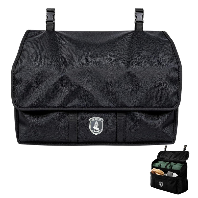 Double Layer Horse Stall Storage Bag,600D Oxford Splash-Proof Barn Organizer for Grooming Brushes Towels