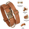 Didog Soft PU Leather Dog Collar for Large Dogs, Quick Release,Lightbrown L