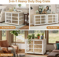 42" Furniture Style Large Dog Crate with Wheels, Metal Chew-Resistant Dog Kennel Indoor for Large & Medium Dogs, 41.9" W