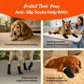 Anti-Slip Socks for Dogs - Breathable & Washable Non Slip Grippy Socks, Rubberized Paw & Adjustable Strap, Secure Fit to