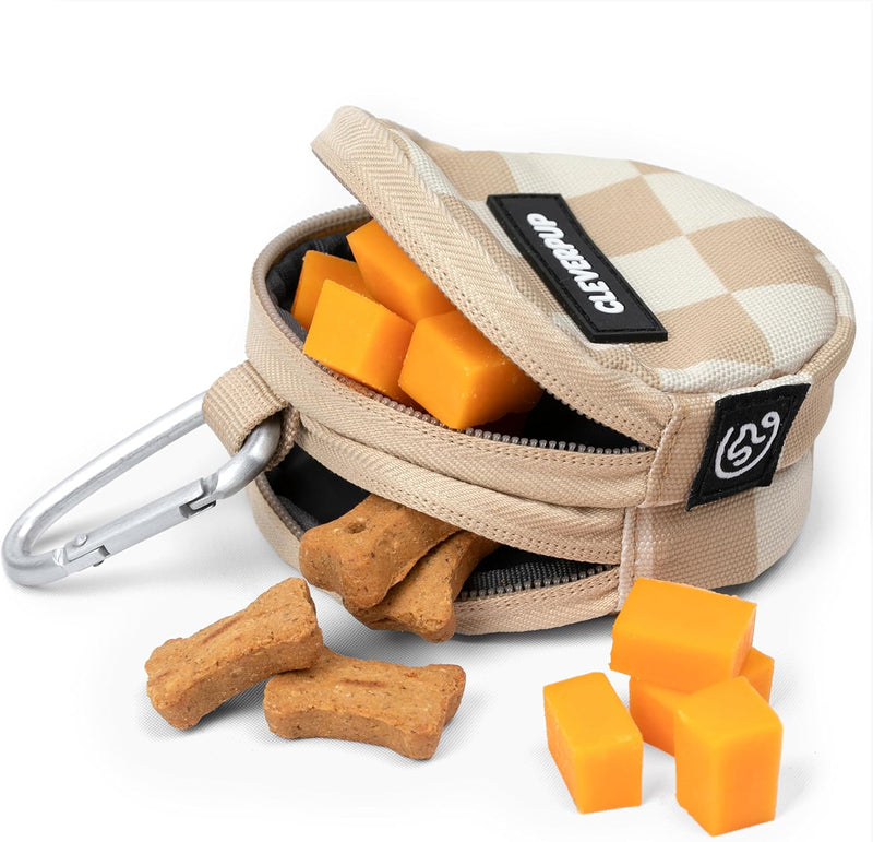 Cleverpup Snackpack Double Insulated Dog Treat Pouch – 1.5 Cup Capacity, 2 BPA-Free Waterproof Zipper Pockets, Carabiner
