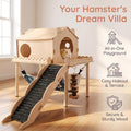 Guinea Pig Hideout Wooden Hamster Castle with Stair Hammock House