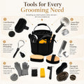Horse Grooming Kit For Care Bathing & Shedding Brushes & Curry Combs with Organizer Bucket & Silicone Grooming Gloves Al
