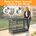 Homey Pet 37" Heavy Duty Stackable Dog Crate with Wheels for Medium Dogs