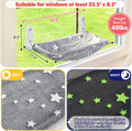 Zoratoo Cat Window Perch, Glow in The Dark Cordless Foldable Pet Hammock Bed for Window with Sturdy Metal Frame, Glowing Stars Pattern Resting Seat for Indoor Cats (Stars - M)
