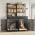 Keyluv 71''H x 47.2''W Large Dog Crate Furniture with 4-Tier Shelves and 2 Storage Drawers, Heavy Duty Dog Cage Furnitur