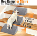 Dog Ramp for Stairs, Non-Slip Stair Wedges with Gentle Slope, Pet Ramp with Washable Cover and Self-Sticky Pads for Safe