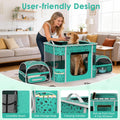 Portable Cat Playpen with Litter Box 3-Room, Soft Pet Cage Crates