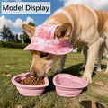 3 Pack Dog Collapsible Bowl & Sun Hat, Pet Cap with Ear Hole, Pink,S