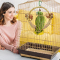 Circle Bird Swing with Bell,Bamboo Parakeet Rope Perches for Cage Ring Bird Swings Chewings Nuts Toys for Parrots Cockat