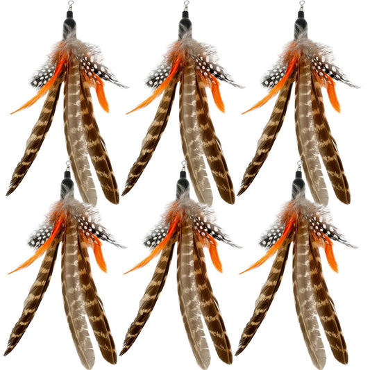TIENAILING Cat Feather Toys Refills, 6 Pieces Handmade Da Bird Feathers Refill, Cat Wand Replacement Feather for Indoor Cats (B)