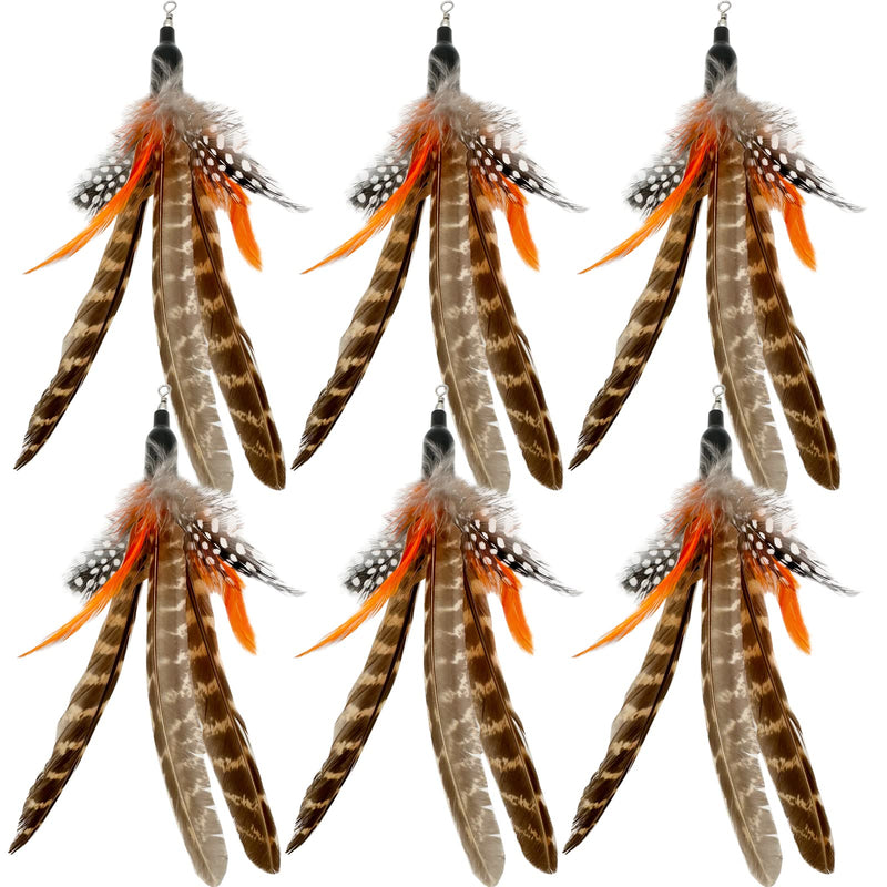 TIENAILING Cat Feather Toys Refills, 6 Pieces Handmade Da Bird Feathers Refill, Cat Wand Replacement Feather for Indoor Cats (B)