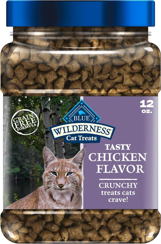 Blue Buffalo Wilderness Crunchy Cat Treats, Grain-Free Treats for Cats Made with Natural Ingredients, Great for Training, Tasty Chicken Flavor, 12-oz. Tub
