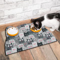 Cat Food Mats for Floor, Dog Pet Water Bowl Feeding Placemats for Food and Water Grey 17.7 * 9.8 inch