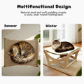 GreenPetopia Cat Hammock Bed, Wooden Elevated Cat Beds with Natural Sisal Scratching Mat, Cats Scratcher Bed with Removable Soft Cushion, Cats Scratching Beds with Wood Frames, 22" L x 17.7" W