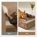 EHEYCIGA 26" Large Cardboard Cat Scratcher Bed with 2 Cat Toys, Brown