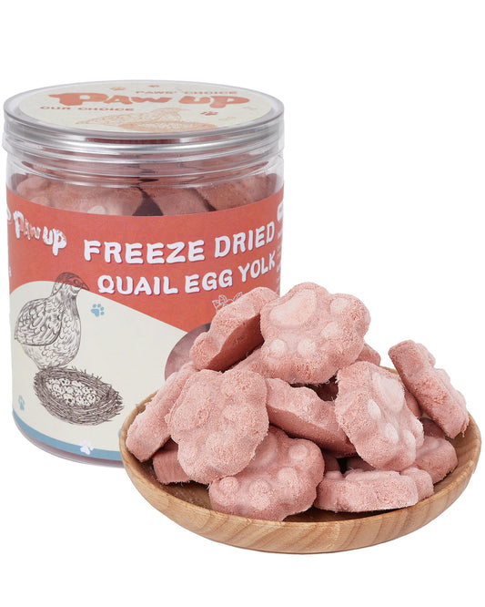 PAWUP Freeze Dried Cat & Dog Treats, Natural Quail Egg Yolk, Rich in Antioxidants Cranberry Added, High-Protein Pet Snacks for Coat & Urinary Health, 3.5 oz