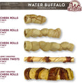 Wild Eats Water Buffalo Retriever Style Cheek Roll Dog Chews - 5 Pack (Long Lasting Chews, Treats, Bones for Aggressive Chewers & Large Dogs) Great Substitute Pig Ears Dogs