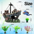 6 Pcs Aquarium Decor Set Shipwreck Decoration Little Diver Floating Fish Tank Decoration Fish Tank Plants
