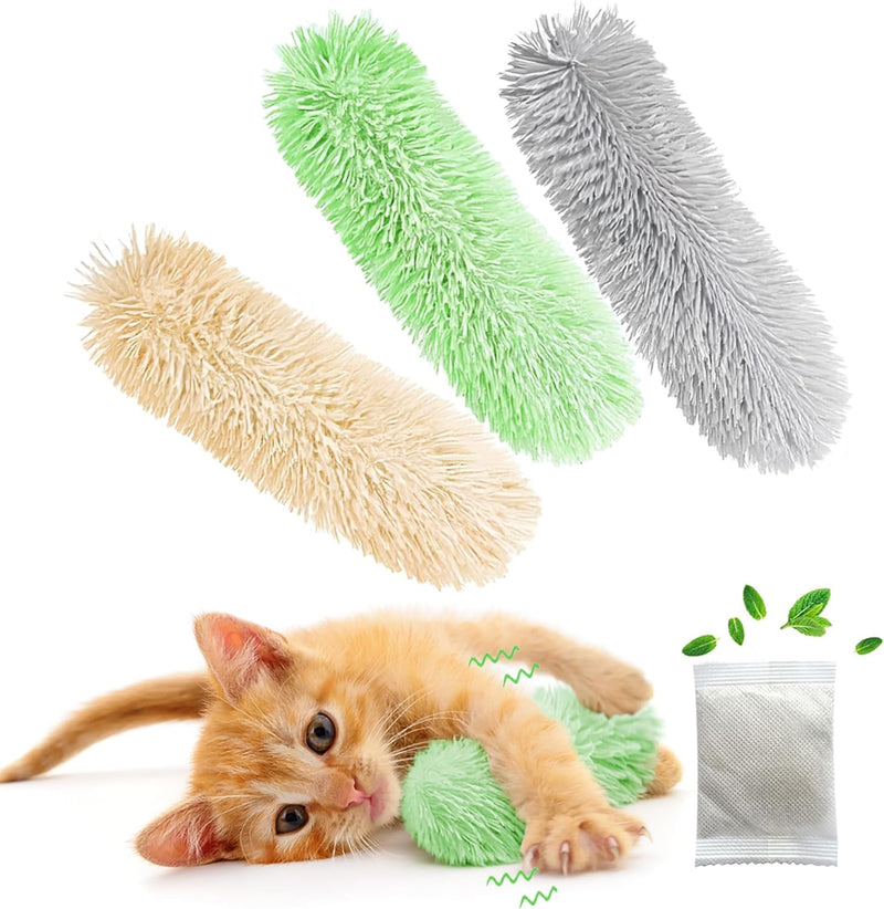 Rishoesu 3 Pcs Interactive Cat Toys Cat Pillows, Soft and Durable Crinkle Sound Catnip Toys, for Indoor Cats Funny Kitte