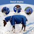 1200D Winter Waterproof Horse Trunout Blanket, 280g Warm Cotton Filling Liner with Turnout Neck Cover Detachable, Medium