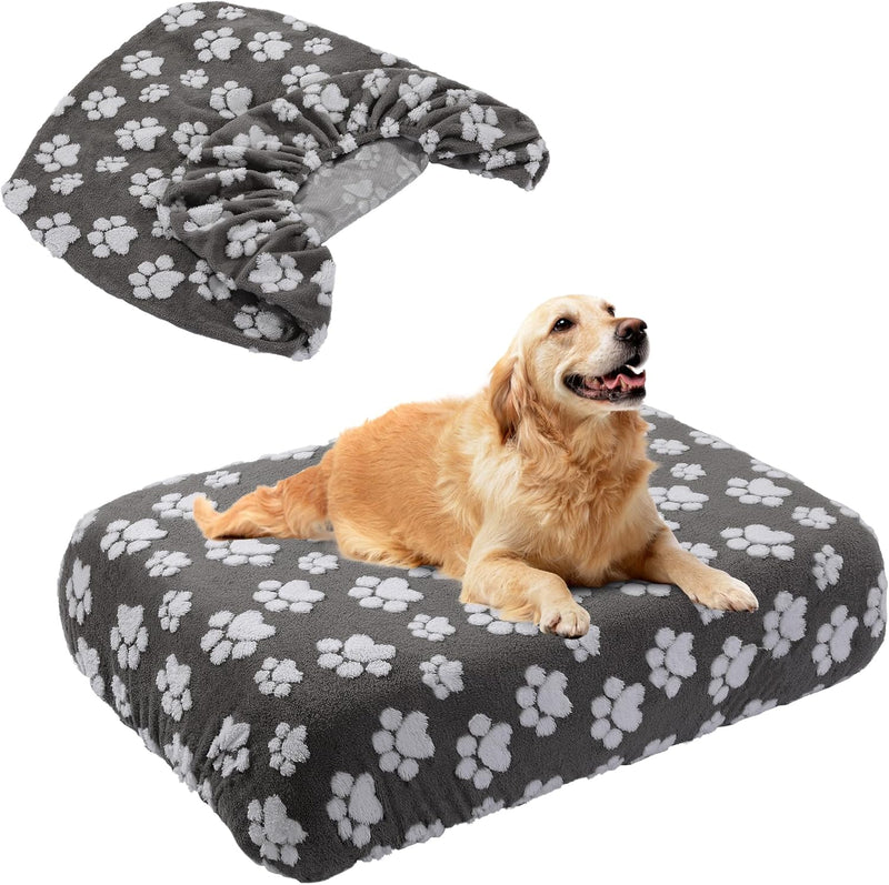 BALAPET Washable Dog Bed Cover 100% Waterproof, Soft Plush Velvet Dog Bed Covers Replacement Only, Fitted Reusable Cover