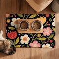 HOMETITUTE Pet Food Mat Floral Print Bowl Placemat 20 x 12 Inch