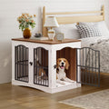 HOOBRO 31.5" Wooden Dog Crate Furniture, Heavy Duty Dog Kennel Indoor with 3 Doors, Dog Cage for Small/Medium/Large Dogs