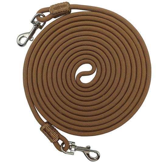 Hoanan 12/20/30ft Tie Out Rope for Small Dogs Up to 35 lbs, Long Cat Leash for Yard, Lightweight Tether Escape Proof Training Walking Outdoor Lead for Puppy Pets, Small Animals (20ft, Coyote Brown)