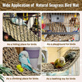 Arfubye 2Pcs 29.5 x 7 inches Large Bird Seagrass Mat Grass Woven Net Parrot Hammock Mat Parakeet Climbing Rope Ladder with Hooks Bird Cage Accessories for Conure Cockatiel Budgie Macaw Bearded Dragon