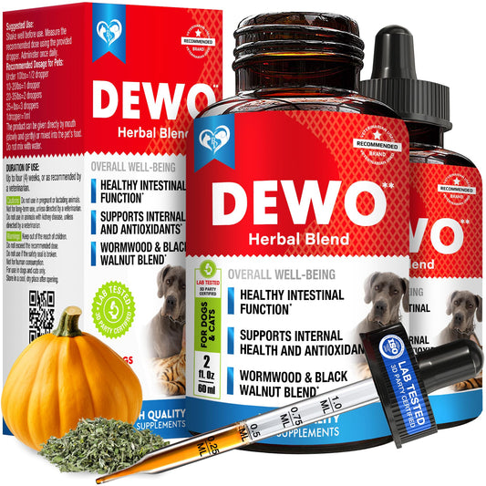 Natural Intestinal Defense for Dogs & Cats – Herbal Cleanse with Wormwood, Black Walnut – Promotes Healthy Gut & Flora Balance – Advanced Broad Spectrum Formula (2 Pack (60 ml + 60ml))